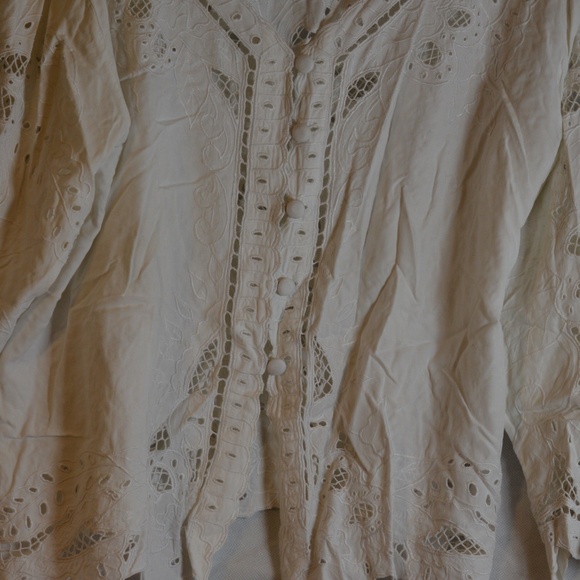 WHITE EYELET Embroidered XL White Skirt Jacket by YaYa - Picture 8 of 15